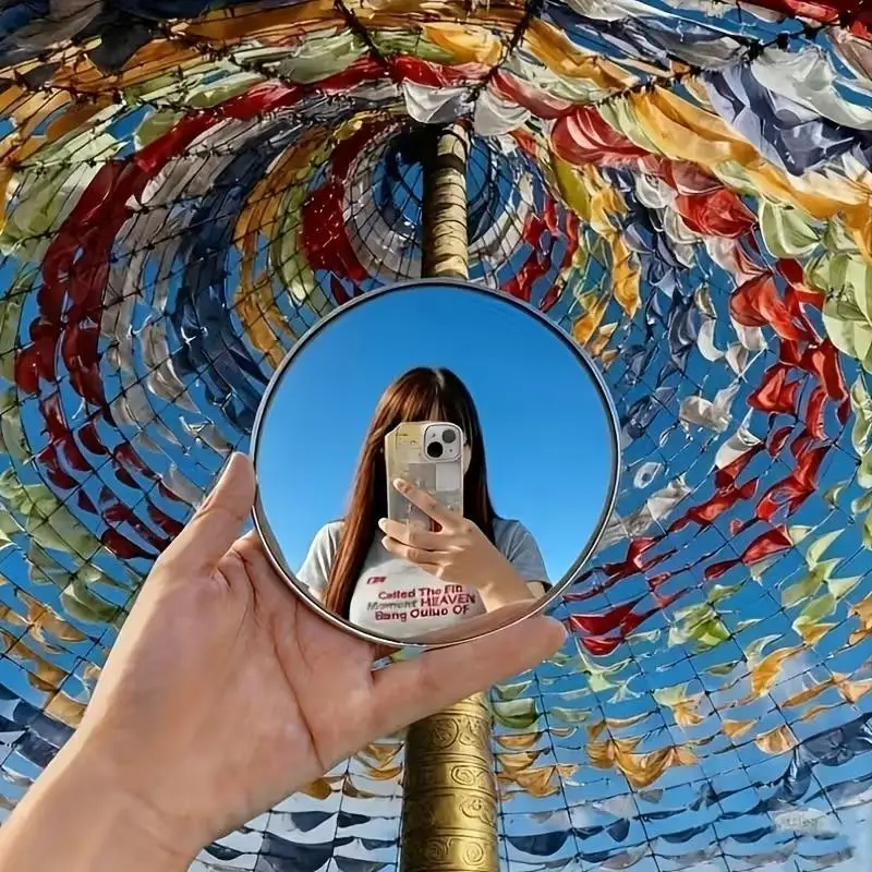 1개입 여행용 사진 거울 ? 작은 원형, 광각 촬영용 볼록 렌즈, 휴대용 셀카 장비, 친구에게 선물하기 좋은 제품