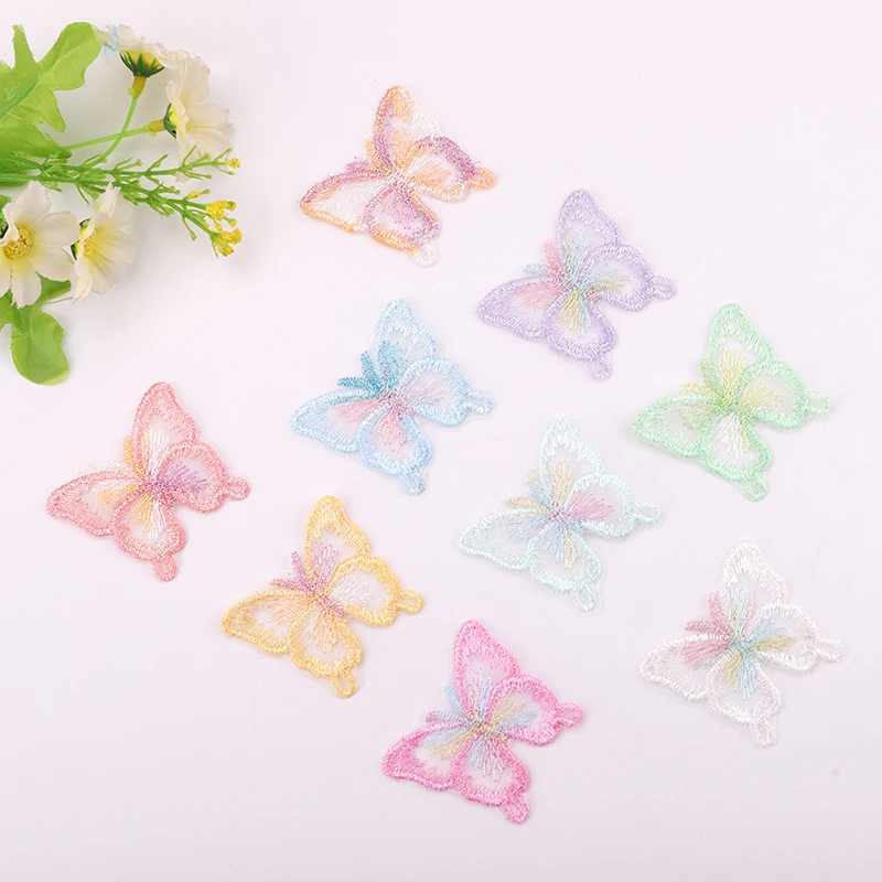 

10PCS Beautiful Organza Butterfly Patches Embroidered 5CM Colorful Butterfly Patches DIY Decal Sewing Clothing Accessories