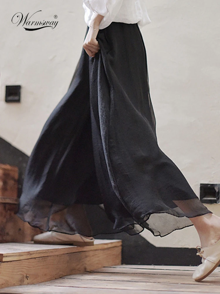 Korean Cotton Loose Long Pants with Contrast Layering Design
