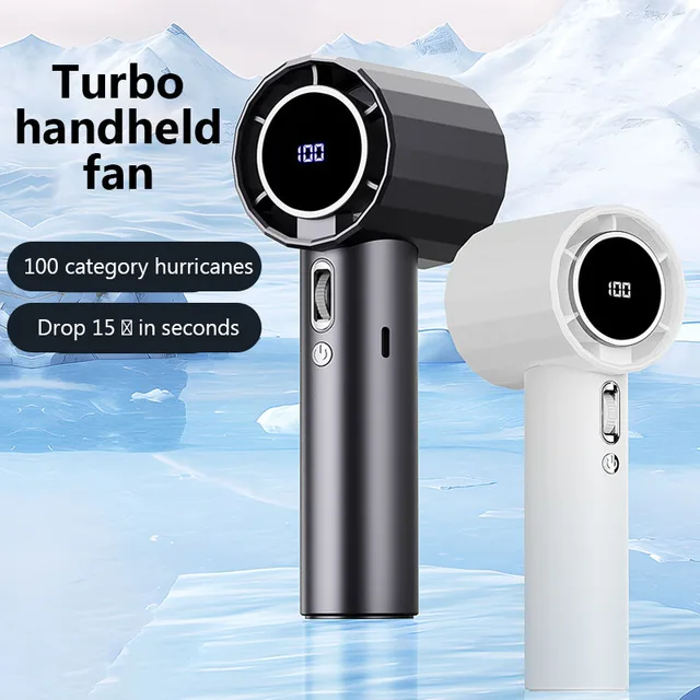 Portable Handheld Fan 100-speed Turbo Home Electric fan Bladeless Mini Outdoor USB Digital Display Small Camping Fans Air Cooler 1