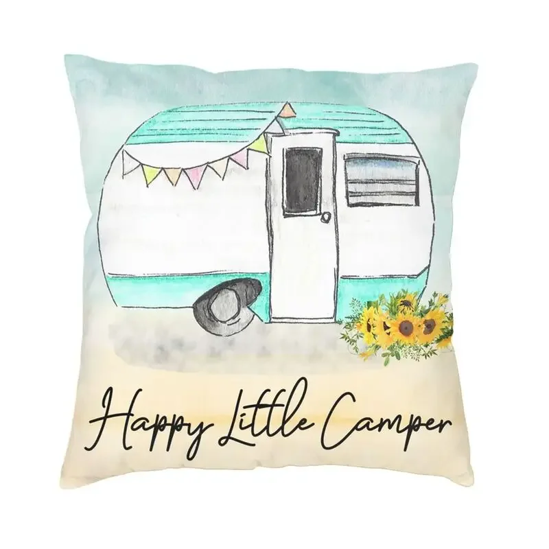 

Наволочки для диванных подушек Happy Little RV, домашние декоративные Квадратные наволочки для диванных подушек для кемпинга, двусторонняя печать