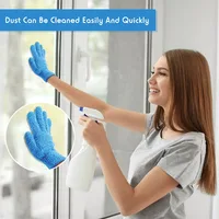 2Pcs Cleaning Gloves Microfiber Coral Fleece Car Grooming Gloves Solid Color Five Finger Dust Removal Housework Absorbent Gloves 2
