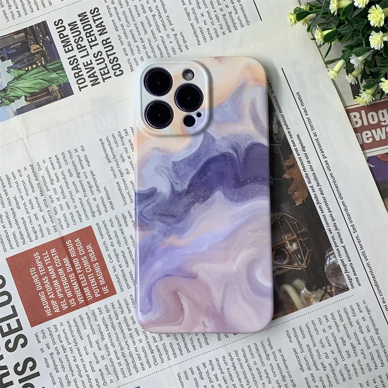 

Romantic Purple Suitable For IPhone Case Tpu 14 13 12 11 Mini Plus Pro Max Wave Magnetic Magsafe Marble Shockproof Aestheticism