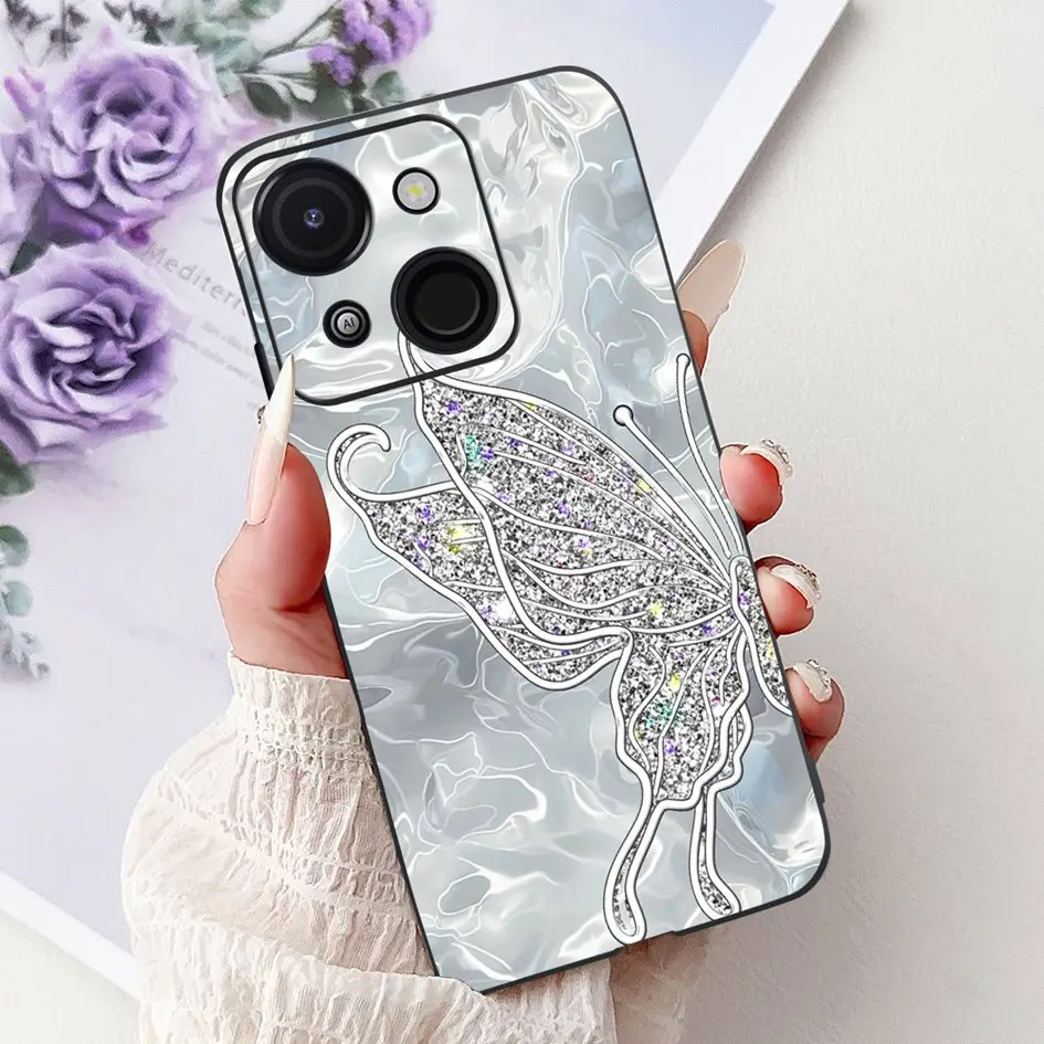 Cartoon Cat & Dragon Marble Matte Black Silicone Soft Phone Case