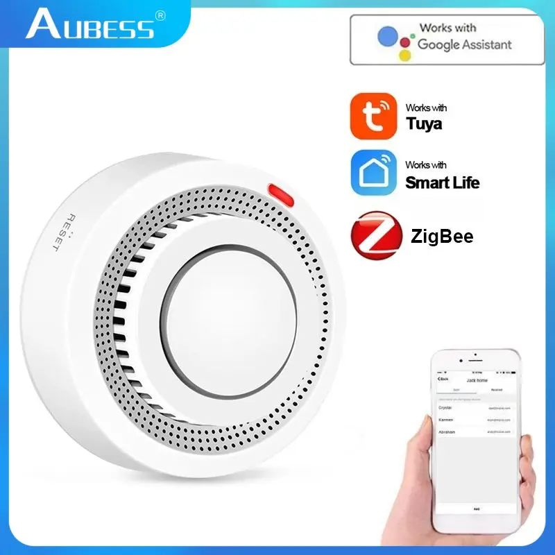 

Tuya WiFi Smoke Detector Alarm ZigBee Sensor Smart Home Security Fire Protection Smart Life Works With Alexa Google Assistant