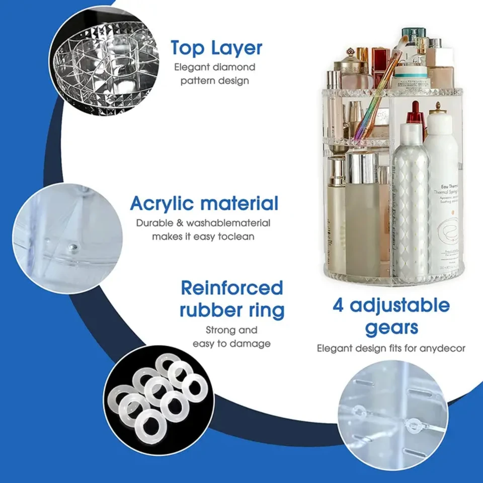 Large Capacity Acrylic Transparent Makeup Organizer Case