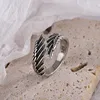 925 Sterling Silver Angel Wings Feather Thai Silver Open Rings For Women Girl Female Open Rings For Women Bague LR039 5