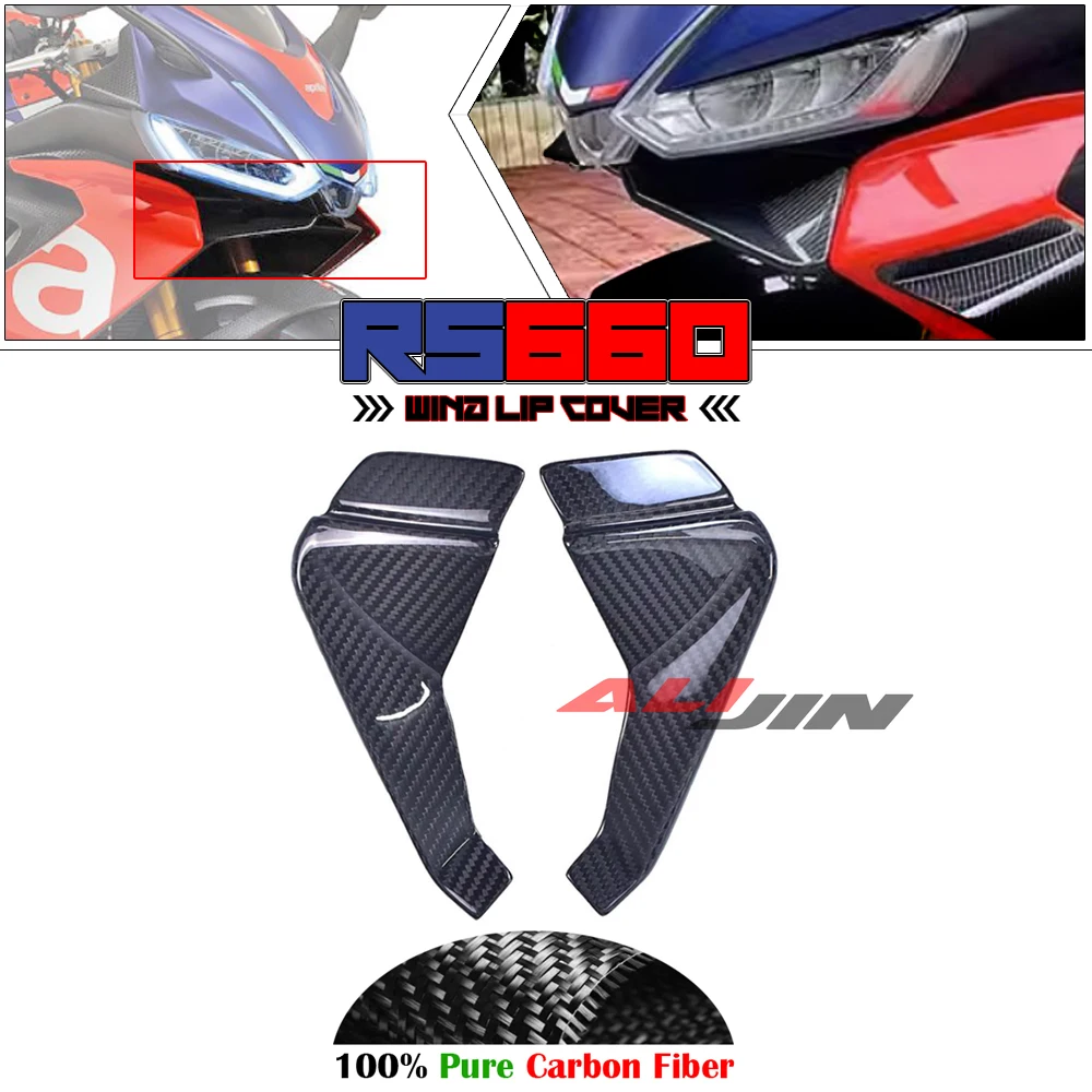 

Real Dry Carbon Fiber For Aprilia RS660 Tuono 660 2021-2023 Motorcycle Front Under Nose Fairing Lower Winglets Lip Beak Cover