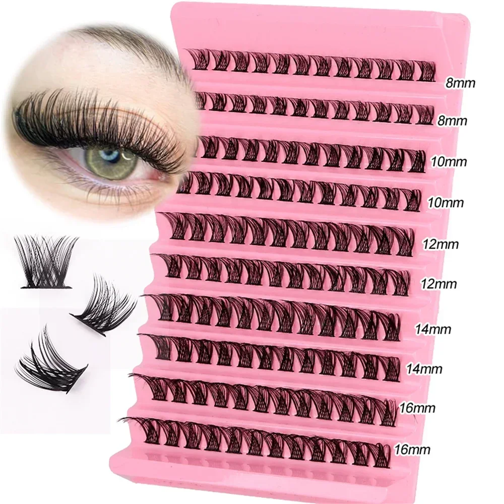 Wimperncluster, 120 Stück, Cluster-Wimpern, 8–16 mm, einzelne Wimpernverlängerungen, natürlicher Look, LasFluffy Cluster-Wimpern