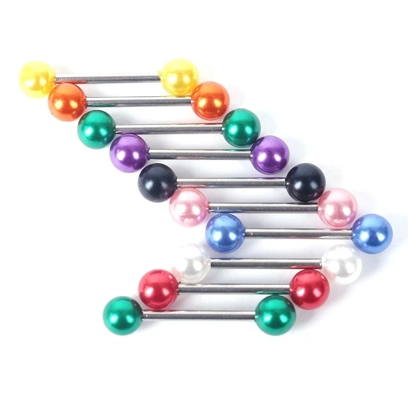 Piercing jewelry Body piercing jewelry Body jewelry Mix-Color Stainless Steel Straight Barbell Tongue Rings Bars Piercing Acrylic Glow In Dark Flexible Retainer Body Jewelry