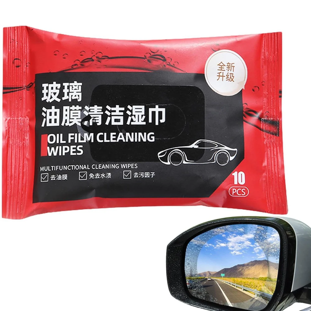 1 Pack/10Pcs Car Glass Oil Film Removal Wipes Car Window Glass Oil Film Remover Vehicle Window Powerful Decontamination glass cleaner