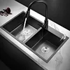 Nano Stepped Double Sink 304 Stainless Steel Vegetable Wash Basin High Pressurecup Washer Coffee Shop Wine Bar Sink Kitchen Sink 1