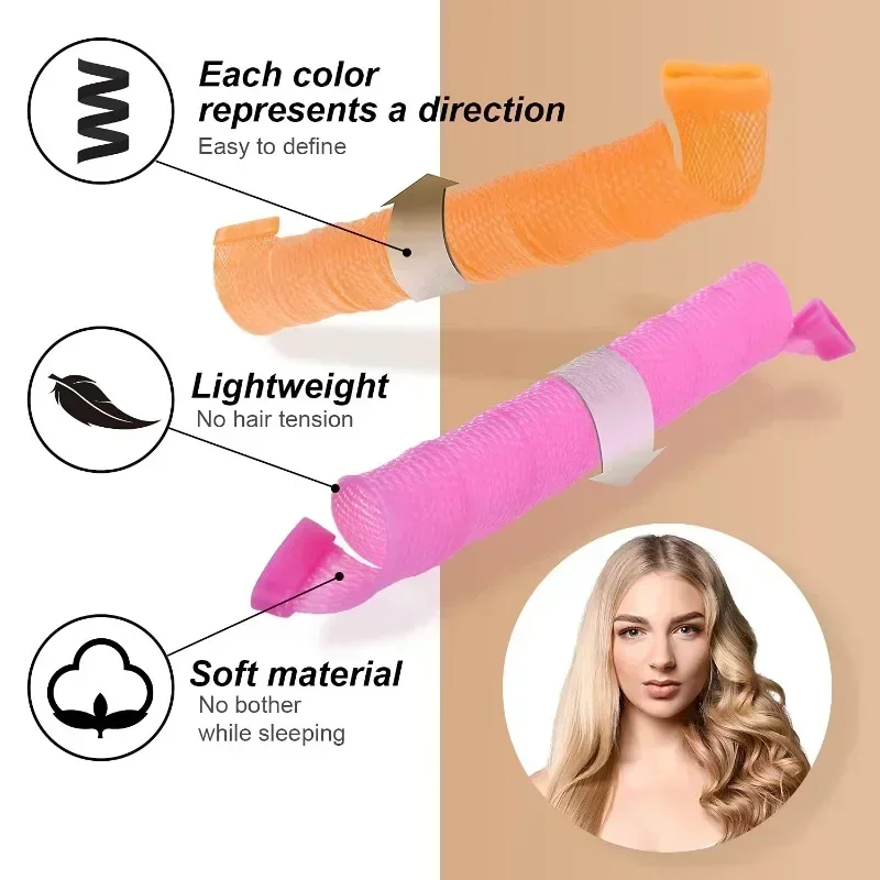 Heatless Spiral Magic Hair Curlers Styling Kit