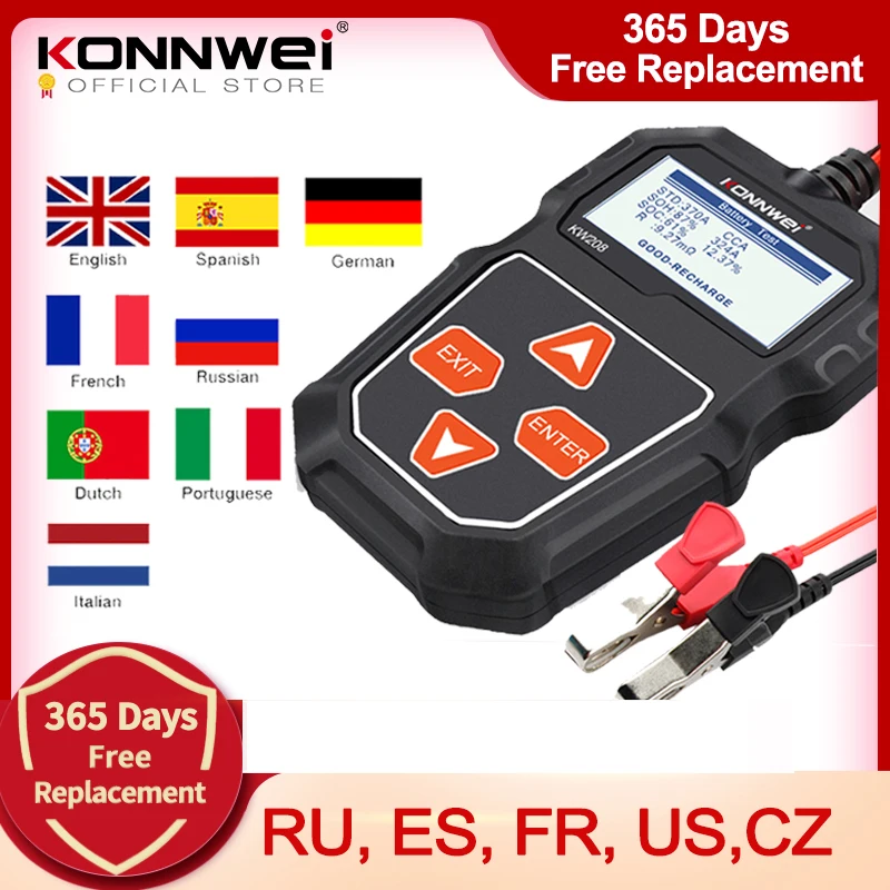 Konnwei Kw208 Tester Per Batterie Per Auto Da 12 V 100 A 2000Cca Tester Di Ricarica Circut Analizzatore Di Batterie 12 Volt Strumenti Per Batterie