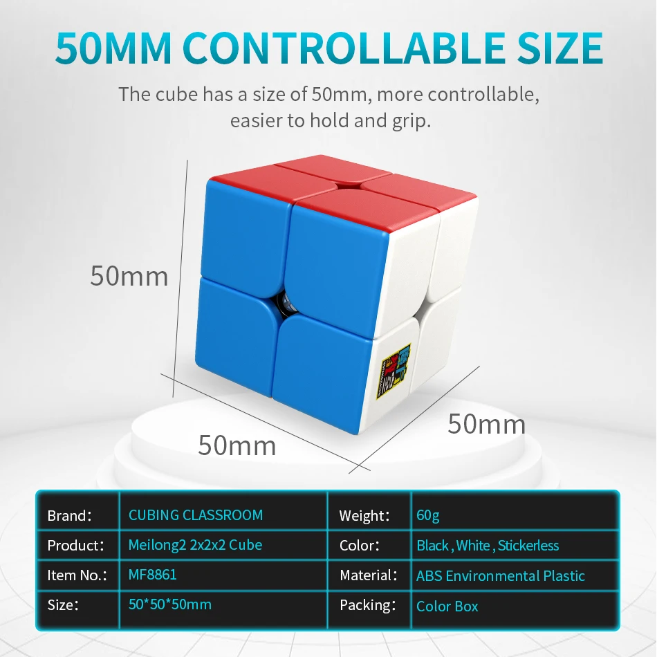 speed cube MoYu Meilong2 2x2x2 Magic Cube Meilong Stickerless Children Gift Adult Educational Professional Fidget Toys