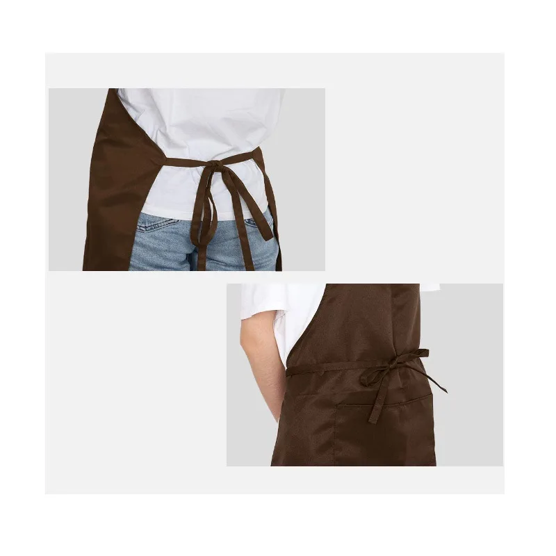 Plus Size 89cm Adjustable Apron with Pockets Kitchen Cooking ApronLong Bib Design Solid Color, Functional Wearable Kitchen Item – Detail 2