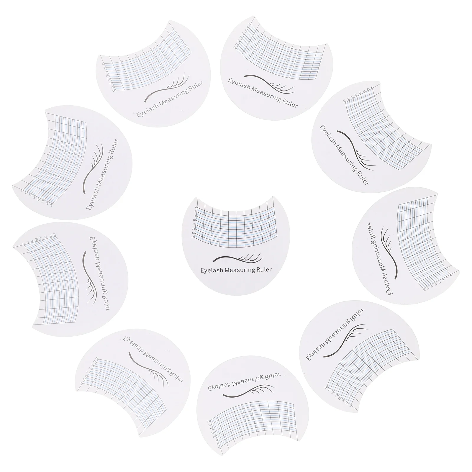 10Pcs Eyelash Measurement Card Lash Extension Measuring Tool Durable Plastic Eyelash Length Gauge Lash Ruler Makeup