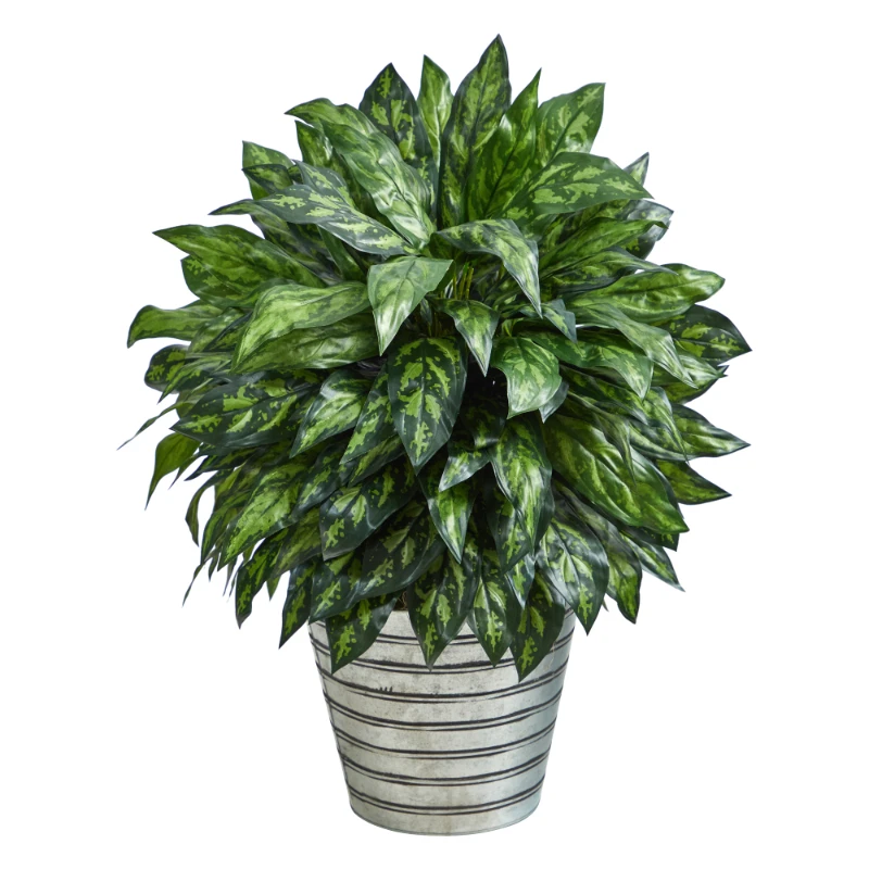 

34" Silver King Artificial Plant in Decorative Tin Bucket, Green