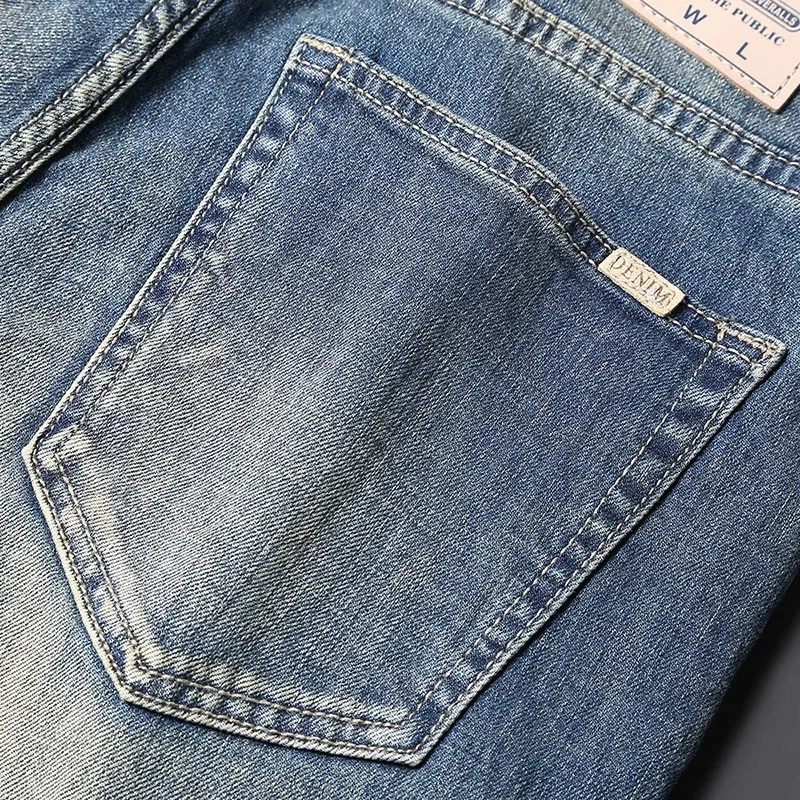 Newly Designer Fashion Men Jeans High Quality Retro Blue Elastic Slim Fit Vintage Jeans Men Italian Style Denim Pants Hombre