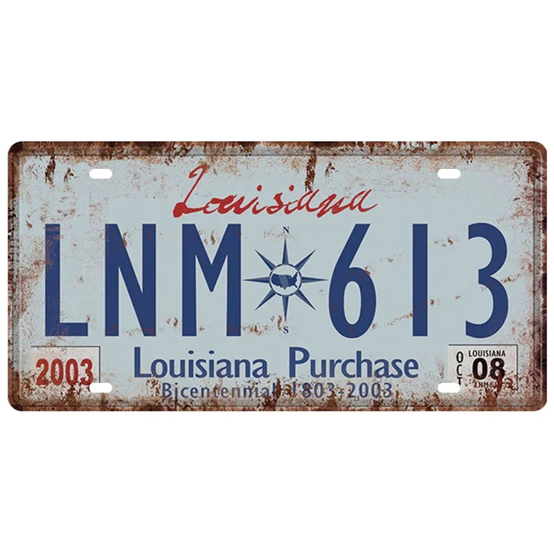 

USA Florida UK Car License Rusted Vintage Number Plate Signs Garage Car Club Bar Cafe Pin Up Tin Sign Metal Plaques Wall Decor