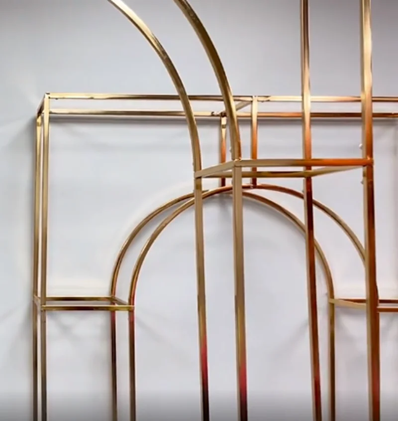 KEESUNG Gouden bruiloftsboog, gouden vierkante ballonnenboog, staande achtergrond, feest, evenement, decoratie, doe-het-zelf achtergrond, bruiloft, boogframe, bruiloft, boog, standaard, 2 x 1,5 m