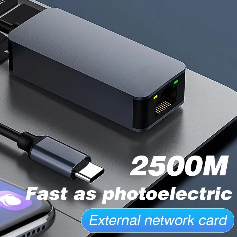 2500Mbps USB 3.0 Type-C to RJ45 네트워크 카드 100M 어댑터 기가비트 이더넷 컨버터 LAN 허브 (PC/노트북용, 윈도우 8.1/10/11 지원)