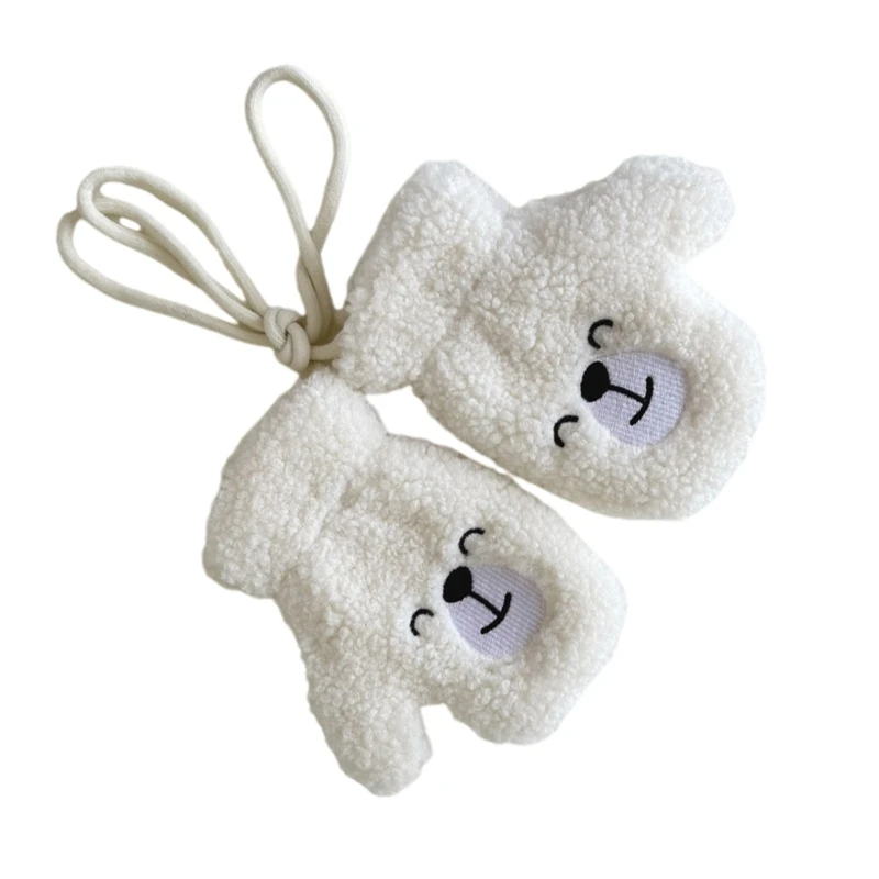 B2EB Lamb Wool Kids Gloves Full Finger Warm Cartoon Designings Gloves for Winter Play