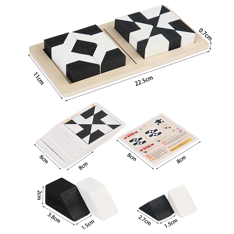 Wooden White And Black Jigsaw Puzzle Tangram Toy Kids Early Education Sorting Battle Games Toys Children Gift Brain Teaser Game 6