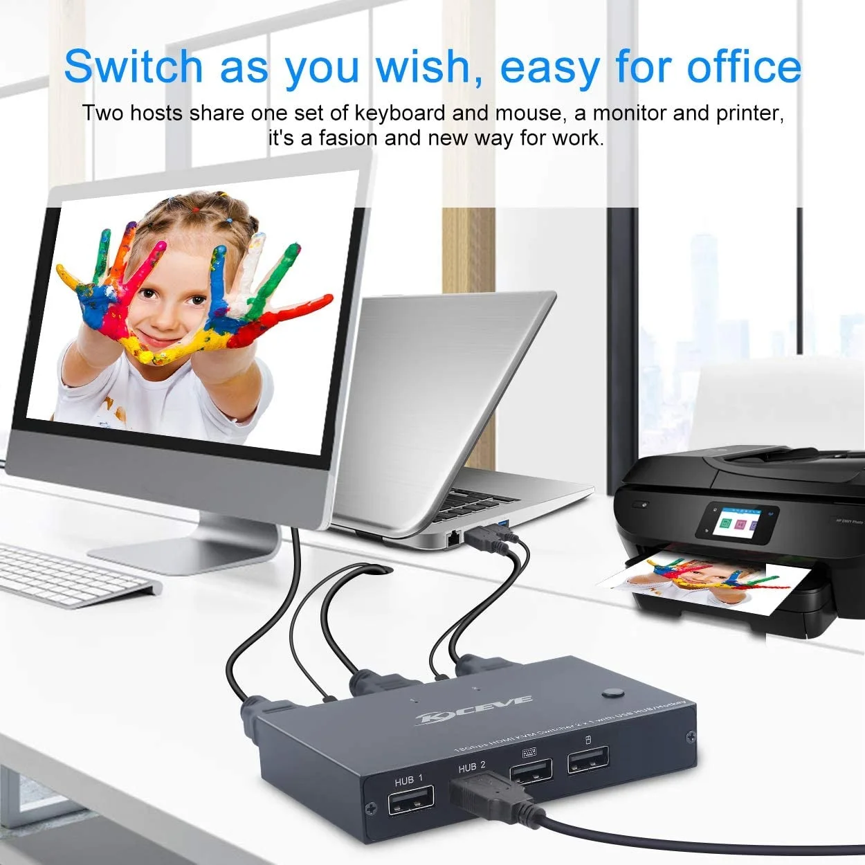 HDMI2.1 KVM Switch 2 Computer 1 Monitor 8K@60Hz, KVM Switch HDMI 2 Port
