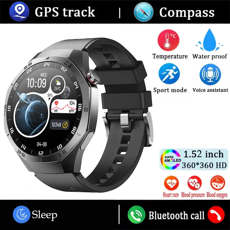 2025New For Android and ios Smart Watch Men AMOLED Screen GPS Motion trajectory Heart Rate Bluetooth Calls SmartWatch Waterproof - Image 11