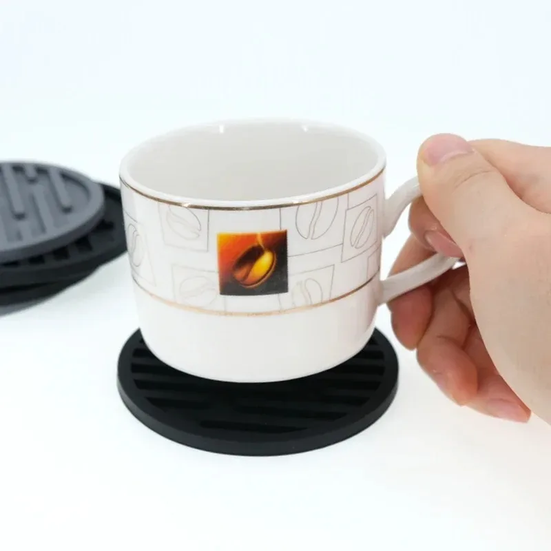 Silicone Coasters Round Heat Resistant Tea Cup Mat Table Mat Drink Coffee Mug Glass Beverage Holder Pad 10cm