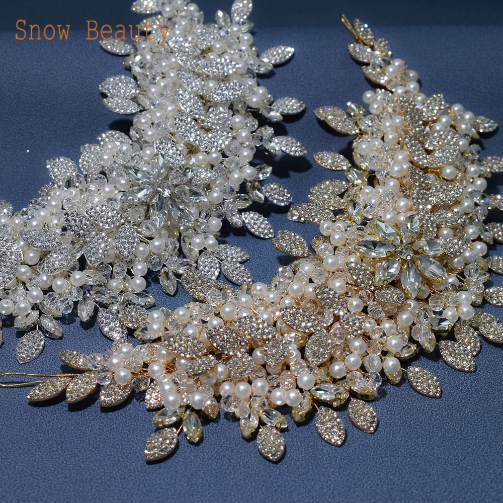 DZ065 Crystal Wedding Hair Jewelry Earring Set Party Headwear Bride Headpiece Gift Wedding Headband for Women Tiara Headdress