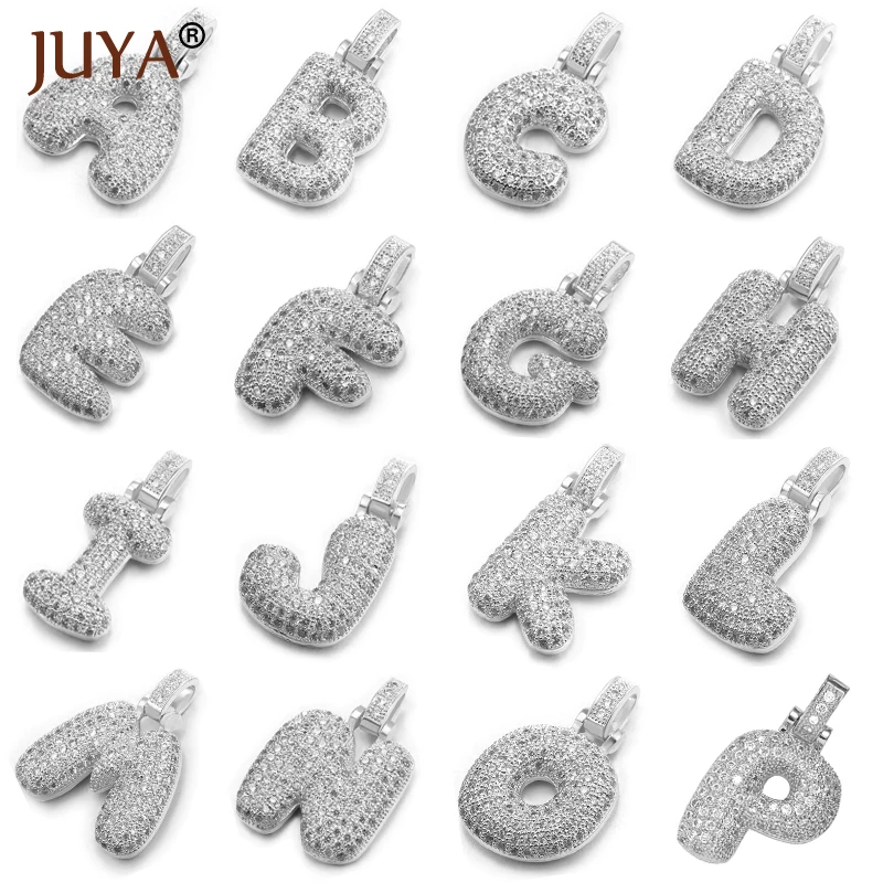 Juya A-Z Blase Buchstaben Halsketten Anhänger Zirkonia Alphabet Buchstaben Charms Initial Anhänger als Geschenk handgemachte Accessoires