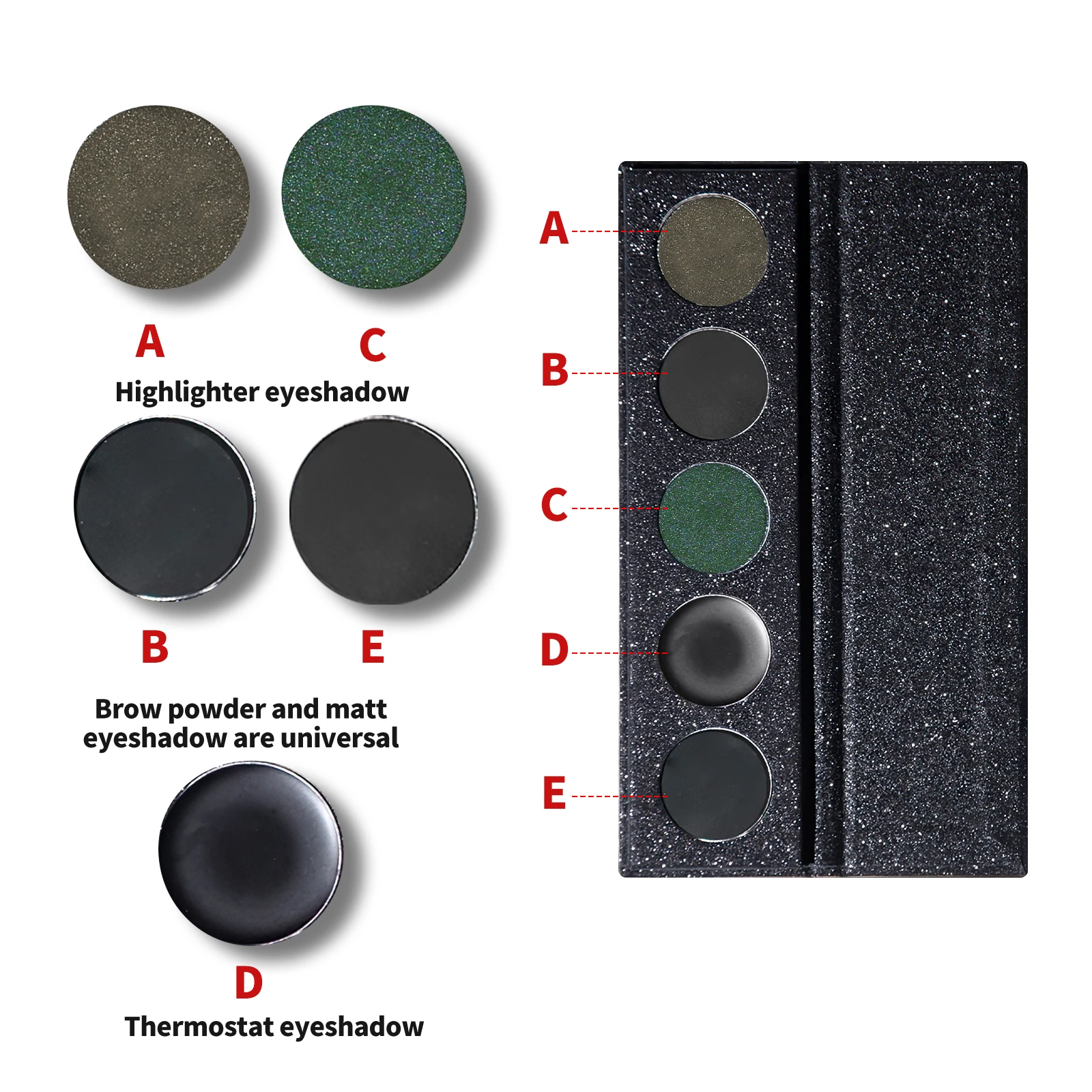 5 Colors Punk Smokey Matte Glitter Eyeshadow Palette Cool Toned Gray Black Eye Pigment Palett Shimmer Eye Shadow Makeup Palette 6