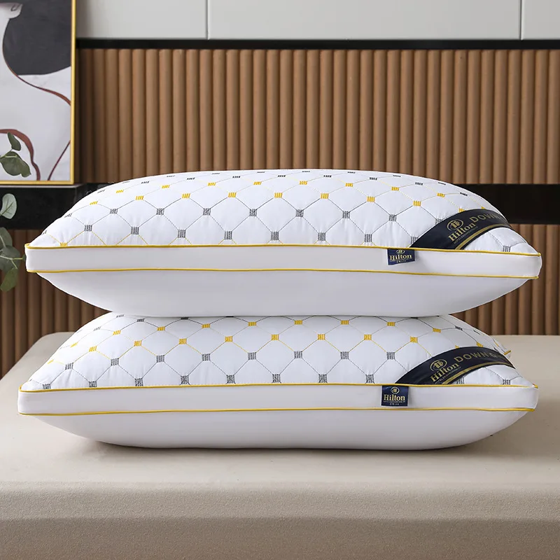 Hilton Five-star Hotel Pillow, Monochromatic Microfiber Filling Cushion, Bedroom Sleep Bedding, Rectangular Pillow Core, 48x74cm 5