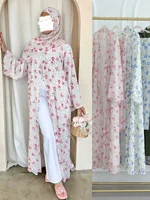 Eid Women Abaya Scarf 2 Piece Set Muslim Cardigan Ramadan Jalabiya Print Caftan Long Robe Morocco Kaftan Vestidos Largos 2026