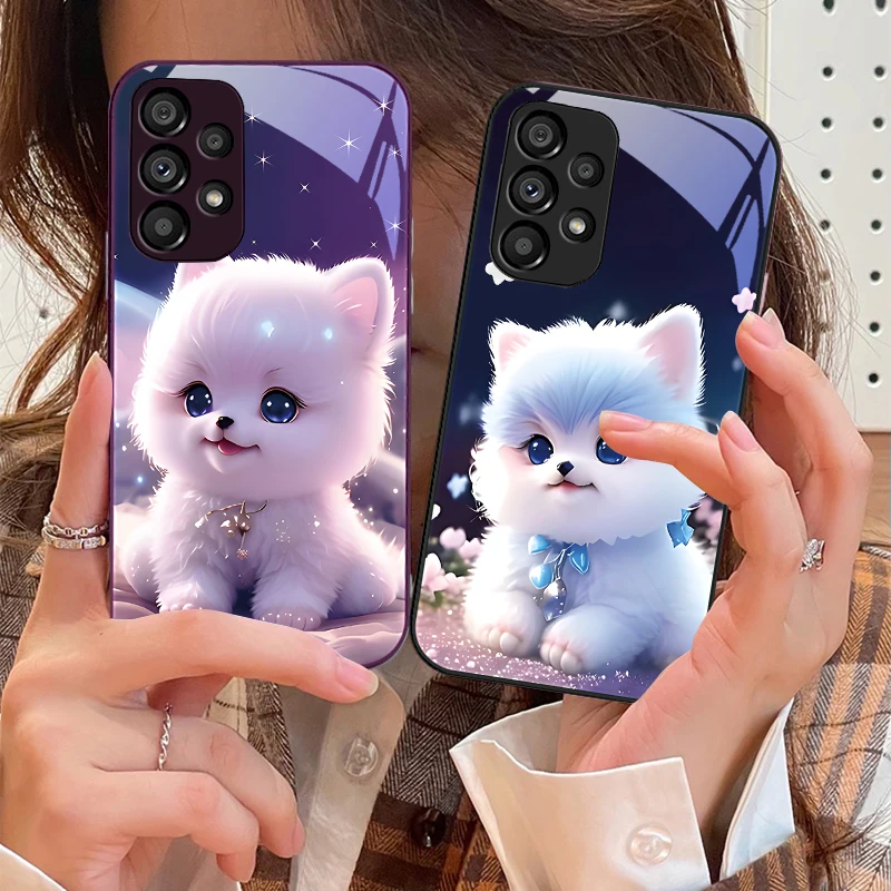 Adorable Green Dog Design Tempered Glass Phone Case