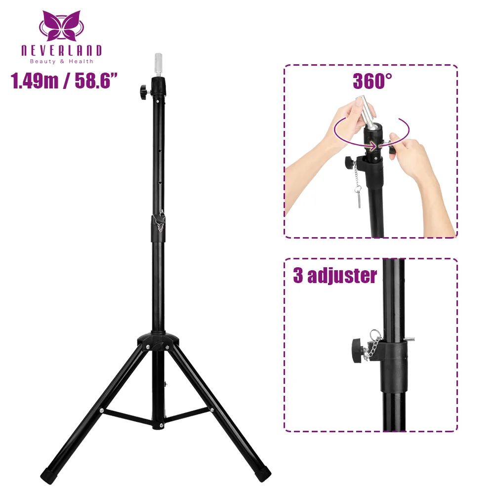 

1.49m 3 lever Ajustable Tripod Stand Holder For Hair Mannequin Holder Tripod Stand Hairdressing Training Head Holder Tripod