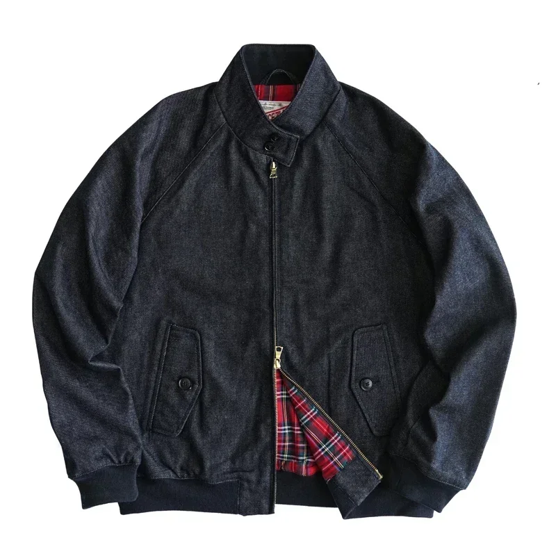 Sauce Zhan  Mens Jacket vintage golf Jacket Denim Jacket for Man Classical Gentleman Work Coats Indigo Regulat Fit 5