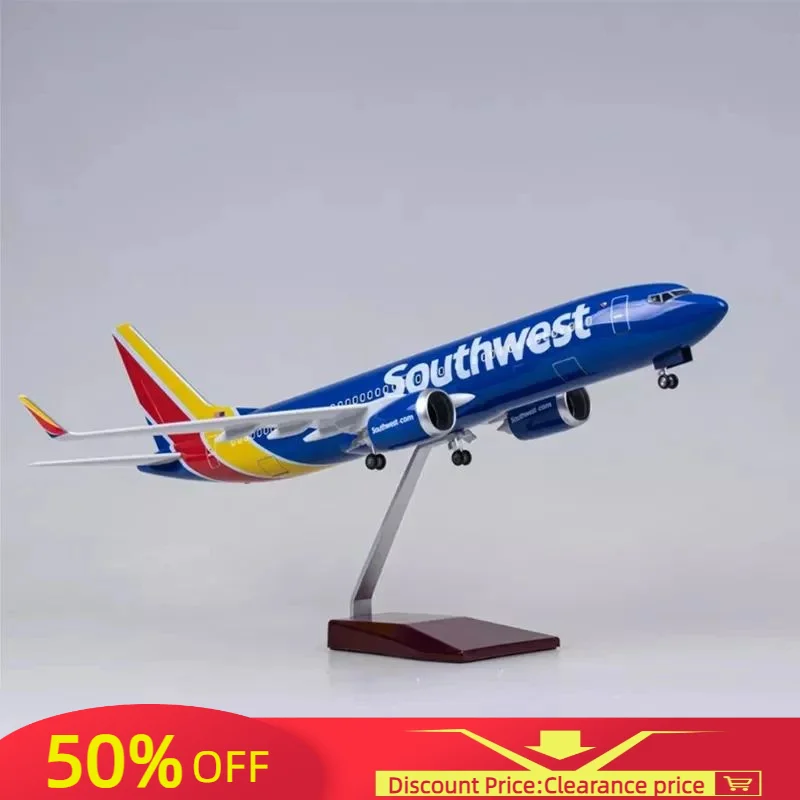 

New 1:80 Scale Large Model Airplane Southwest Airlines Boeing 737 Plane Models Diecast Airplanes with LED Light for Collection