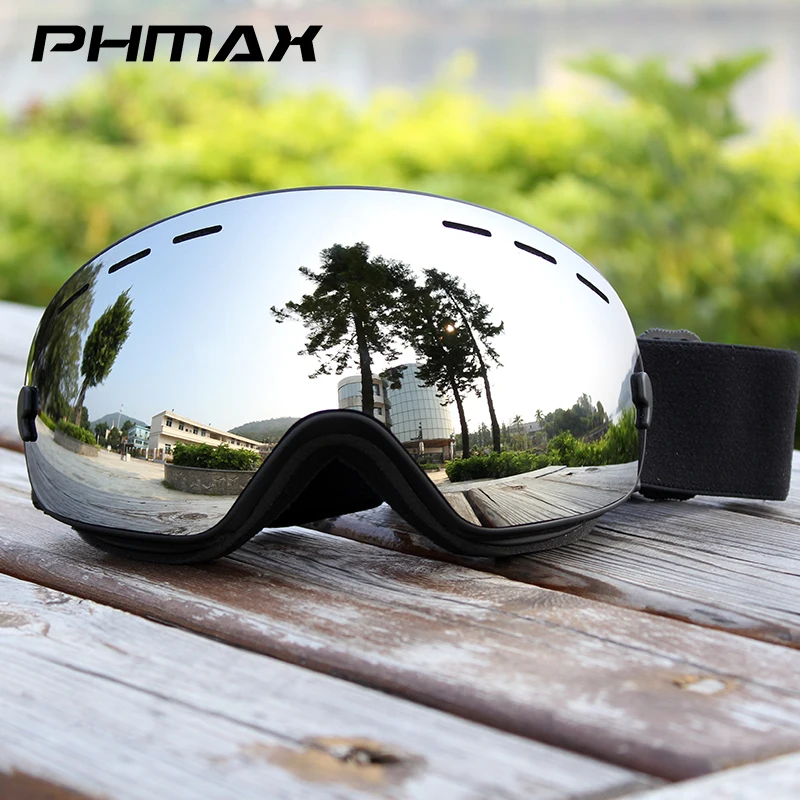 

PHMAX OTG Ski Goggles Grey Snowboard Goggles for Men Women Adults Youth Over Glasses 100% UV Protection Anti-fog Wide Vision