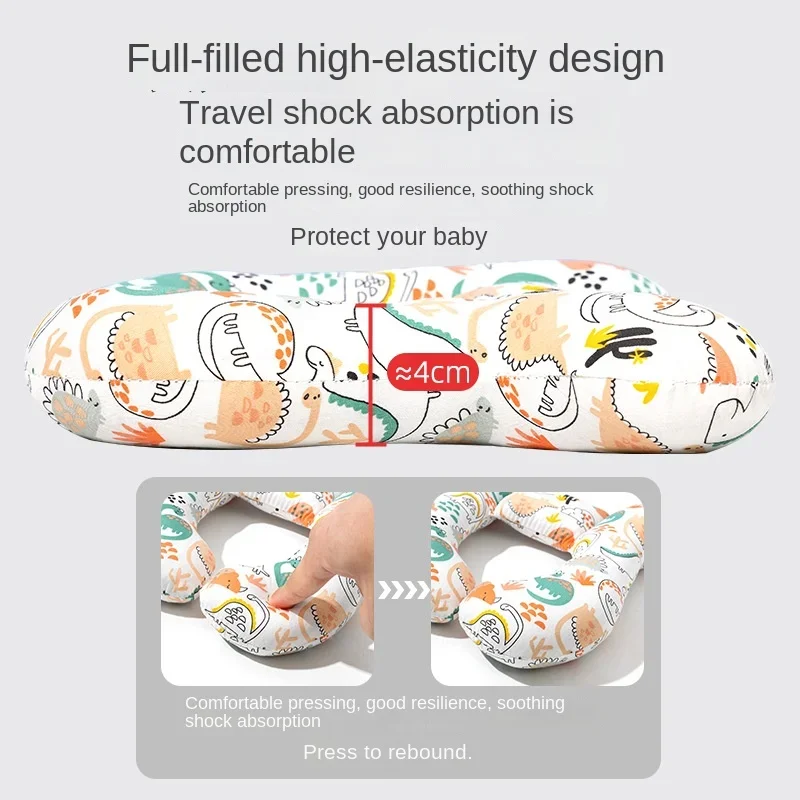 New Cartoon Children's U-shaped Pillow, Cotton Soft Baby Pillow, Travel Car Children's Pillow, Multi-functional Stroller Pillow