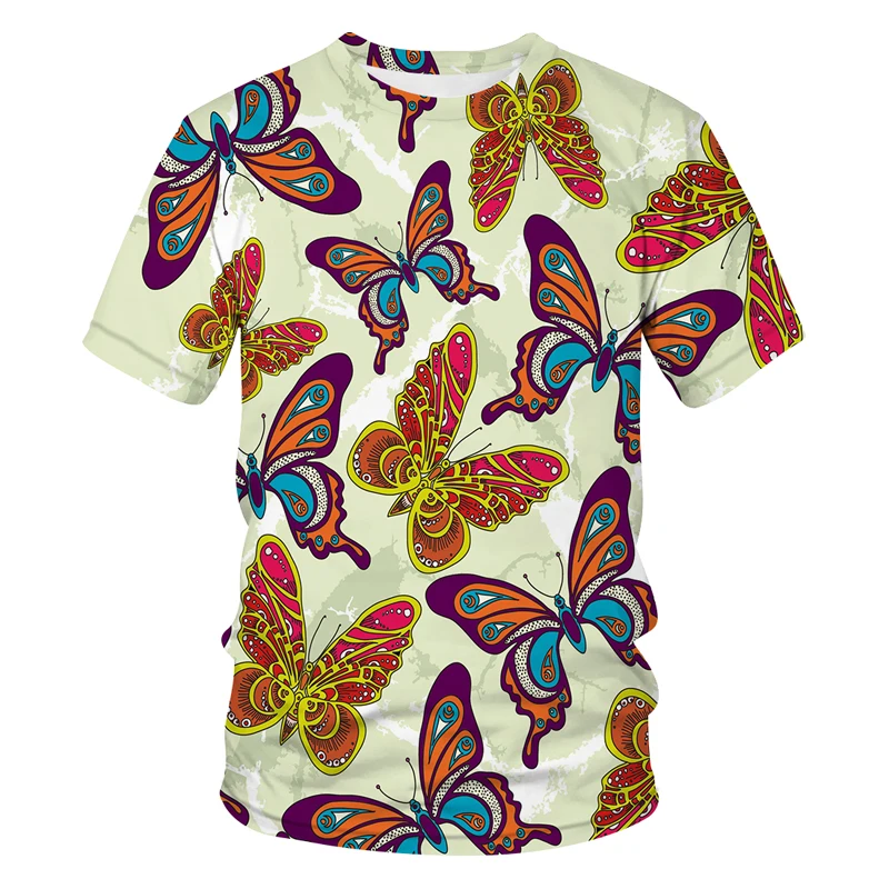 Summer New Casual Streetwear Fashion T-shirt Men's Short-sleeved Loose T-shirt Butterfly 3D Printing Slim Round Neck T-shirt oversized t shirt men T-Shirts