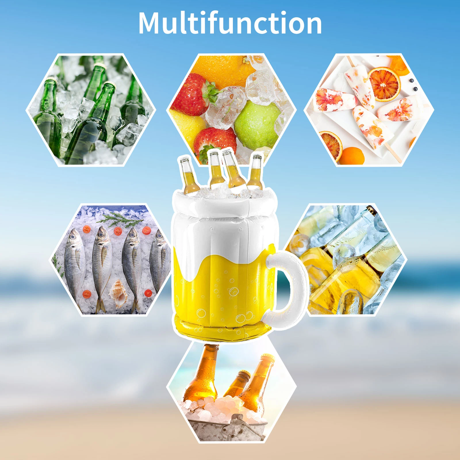 Inflatable Ice Bucket Pvc Beer Drink cold Mugs Coolers Summer Beach Water Waterproof Drinking Cup Home Bar Party Cold Mugs ice bucket