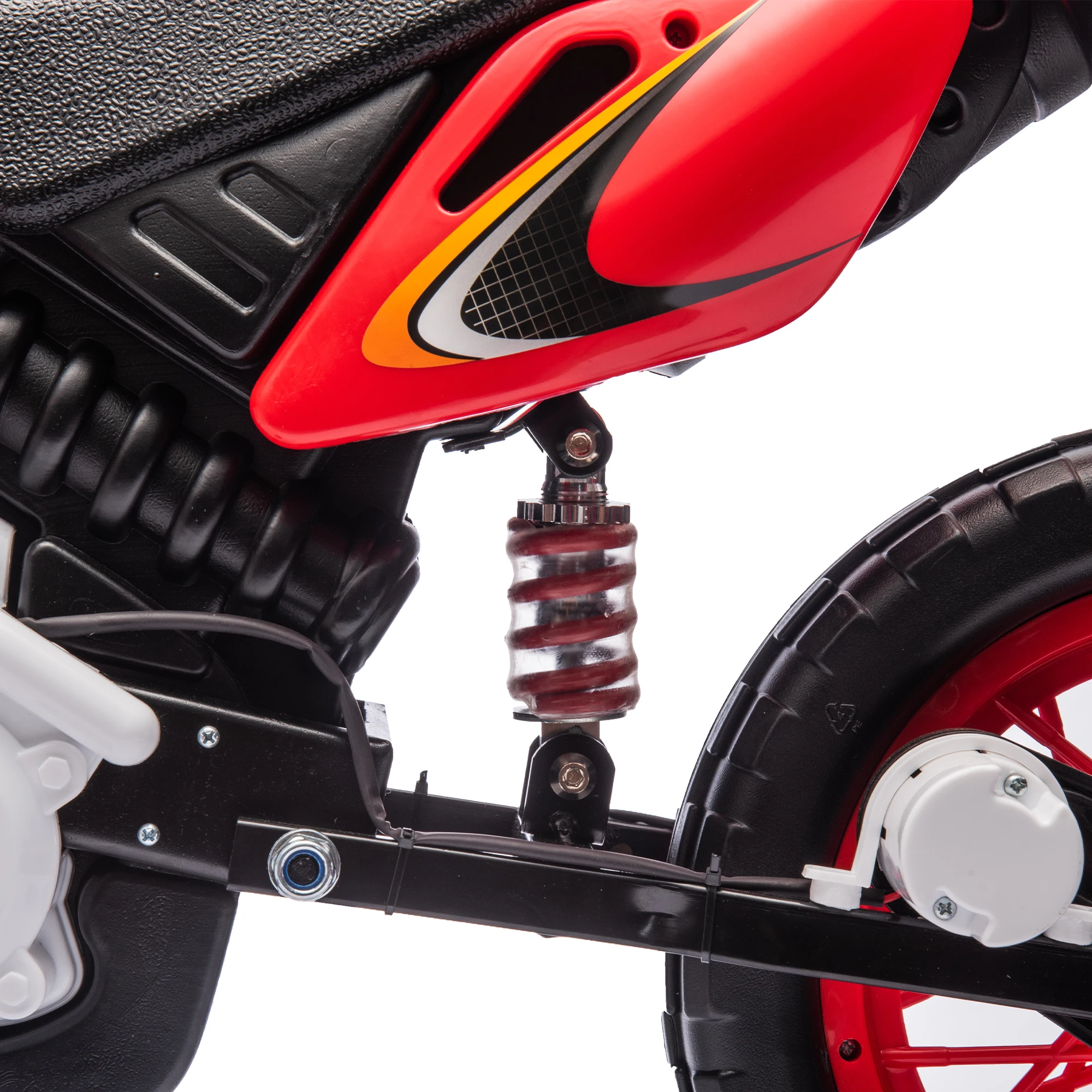 12v Kid Ride On Electric Toy Motorcycle,Rear Suspension,Twist Grip Throttle,Slow Start,Removable Training Wheels,Indie Music Box