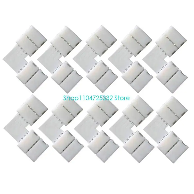10mm LED 조명 스트립 테이프 코너 커넥터용 P5EA 90도 솔더 프리 10개 RGB-