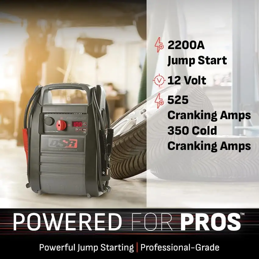 DSR Pro 2200A Heavy-Duty Car Battery Jump Starter and Portable Power Station 12V DC Charging and 2.1A USB Charging for 12V