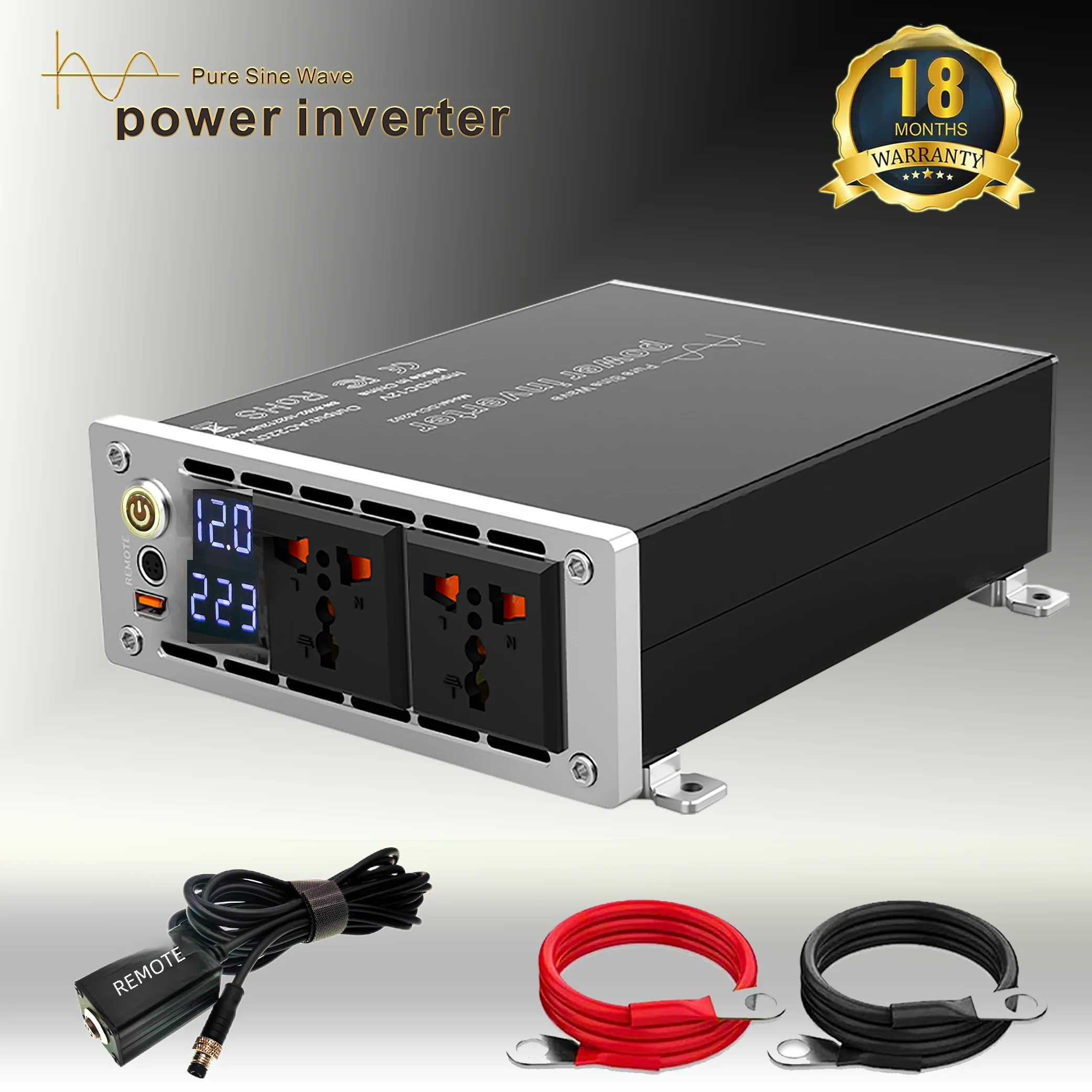 

Pure Sine Wave Inverter, Peak 3000W, Power Bank, Home, Car, Solar Voltage Converter,12V DC to AC 220V