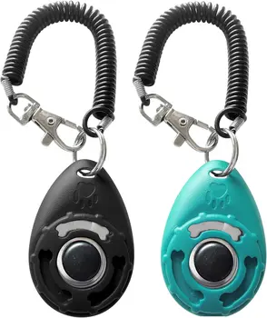 Pet Training Clicker with Wrist Strap - Dog Training Clickers (New Black + Blue) 2