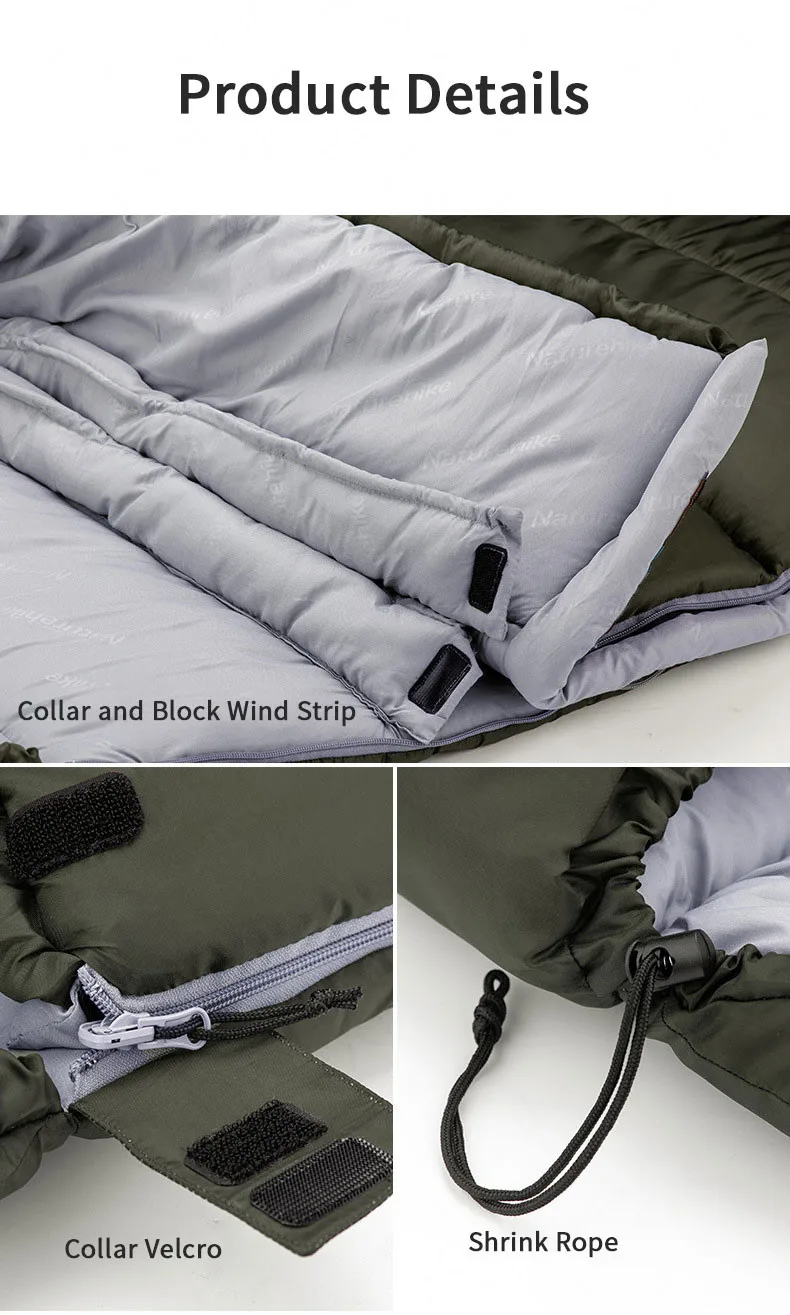 Naturehike Sleeping Bag Hollow Cotton Ultralight Winter for Adult Outdoor Camping Thicken Warm Waterproof Envelope Sleeping Bag